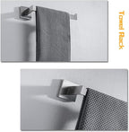 4-Piece Bathroom Hardware Set, Towel Rack Towel Bar Towel Holder Toilet Paper Holder Towel Hooks Modern Square Premium Stainless Steel Brushed Nickel Wall Mounted Bathroom Accessories Set (16inch)