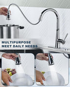 ALEASHA Pull Down Spray Head for Kitchen Faucet,3-Function Sink Spray Nozzle with 9 Adapters,Kitchen Faucet Head Replacement Compatible with American Standard Faucets,Chrome