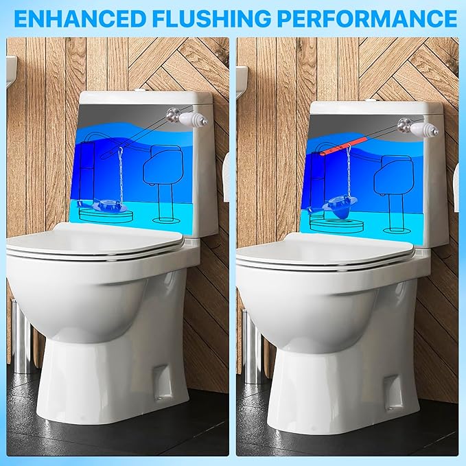 Universal Toilet Flapper Replacement Kit, 2 Inch Toilet Tank Flapper with Stainless Chains, Designed for American Standard Kohler Toto Gerber Toilet, Heavy duty Rubber Stopper Water Saving