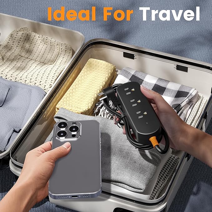 Short Extension Cord, 3 Outlets 3ft Extension Cord, 1875W Weatherproof Small Surge Protector, Mountable Small Extension Cord for Home, Outdoor, Travel.