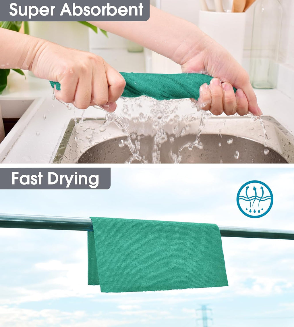 KitchLife Microfiber Cleaning Cloth Roll, 100 Pack - Tear-Away Microfiber Paper Towels, Lint-Free, Reusable, Washable for Kitchen, Car, Dishes, and Sensitive Surfaces (Forest Green)