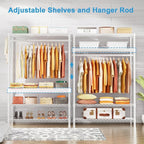 Ulif H4 Plus Garment Rack, 4-Tier Portable Clothes and Clothing Rack for Bedroom and Cloakroom, Closet Storage and Organizer Wardrobe System, 45" W x 14" D x 76.4" H, Load 522lbs, White