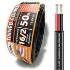 National Wire&Cable - 16/2 Tinned Copper Professional Wire (50 Feet) 16 AWG Gauge Stranded PVC Cord - 2 Conductor Electrical Wire - Made in USA - CL Rated/ETL Listed - LED Light, Low Voltage Cable