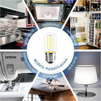 2.5 Inch E17 Intermediate Base LED Filament Bulb 360 Lumens, 5000K Daylight White Dimmable Appliance Bulb AC 120V, UL Listed T8 Microwave Light Bulbs Under Hood for Refrigerator Stove 6Pack