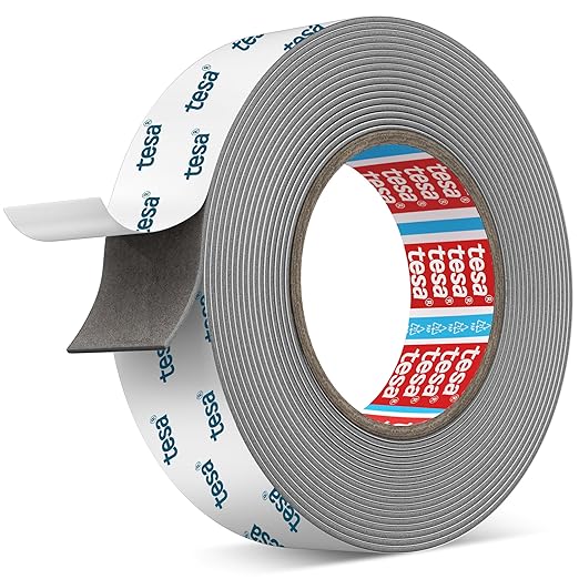 Tesa Double Sided Tape Heavy Duty 0.78in x 18ft 6703, Adhesive Mounting Tape Waterproof, Strong Foam Tape for Walls, Extreme Temp Resistant No Residue Removal Two Sided Tape for Auto, Home, Office