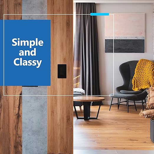 LIDER Matte Finish Lighted Double Switch with Screwless Wall Plate, Combination Frameless Decorator Switch with Locator Light, Ground Terminal Single Pole, 15A 120V, UL Listed, Black, 2 Pack