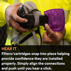 3M Respirator, Secure Click Half Face Reusable Respirator with Speaking Diaphragm and Push Button Seal Check, HF-803SD, Sweeping, Sanding, Grinding, Sawing, Dust, Large