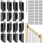 201 Stainless Steel 2" x 4" (1 ½" x 3 ½" Actual) Deck Railing 40° Stair Connectors, for Deck Railing Stair Handrail Connection Installation Deck Railing Bracket (8 Pair-Black)