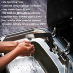 12V Faucet with Switch – German Made 1.5 BAR | Cold Water RV Sink Electric Faucet 360° Swivel Spout, 6A | for Camper Vans, Trailers, Marine Use | Single Hole – 12V Pump Compatible (Black)