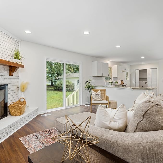 Meconard 6 Pack 4 Inch LED Recessed Ceiling Light with Junction Box, 5000K Daylight, 9W=75W 750LM, Dimmable Canless Downlights, ETL and Energy Star Listed