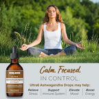 Ashwagandha Liquid Drops - Ashwagandha Supplements with Rhodiola Rosea Tincture - Organic Ashwagandha Root Extract for Mood and Energy - Supplement for Men & Women