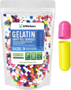 XPRS Nutra Size 3 Empty Capsules - 1000 Count Empty Gelatin Capsules - Empty Pill Capsules - DIY Capsule Filling - Pure Bovine Pill Capsules Empty Gel Caps (Multi Color)