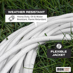 Iron Forge Cable 12 Gauge Outdoor Extension Cord 10 Ft, SJTOW 12/3 Heavy Duty White Extension Cord 3 Prong, Oil Resistant & Flame Retardant