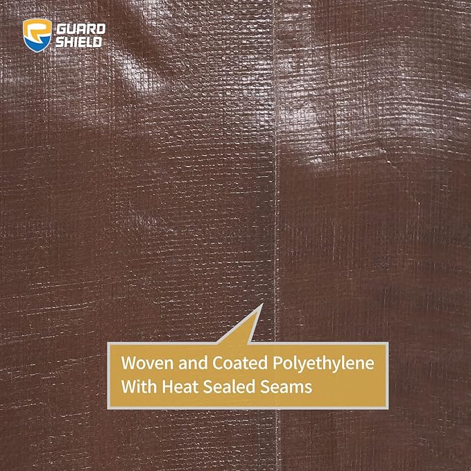 GUARD SHIELD Tarps Heavy Duty Waterproof 10x10 Feet Brown/Silver Poly Tarp Cover Outdoor Thick UV Resistant Tarpaulin with Grommets 10mil (2-Pack)