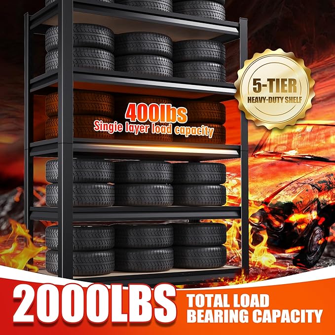 Set of 3 Garage Shelving-2050 lbs 5 Tier Storage Shelves,Adjustable Heavy Duty Metal Shelving Unit and Storage Large Rack,Utility Steel Shelf For Warehouse Industrial Pantry Basement 78"x46"x20"