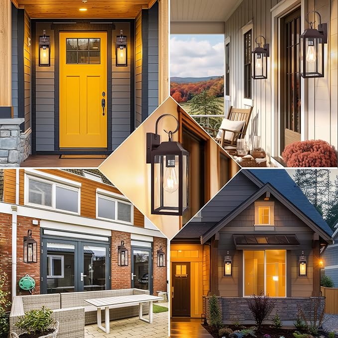 2 Pack Outdoor Light Fixtures, 15 Inch Oil Rubbed Bronze Exterior Wall Sconces Waterproof, Large Outside Lights for House, Modern Wall Lanterns Clear Glass