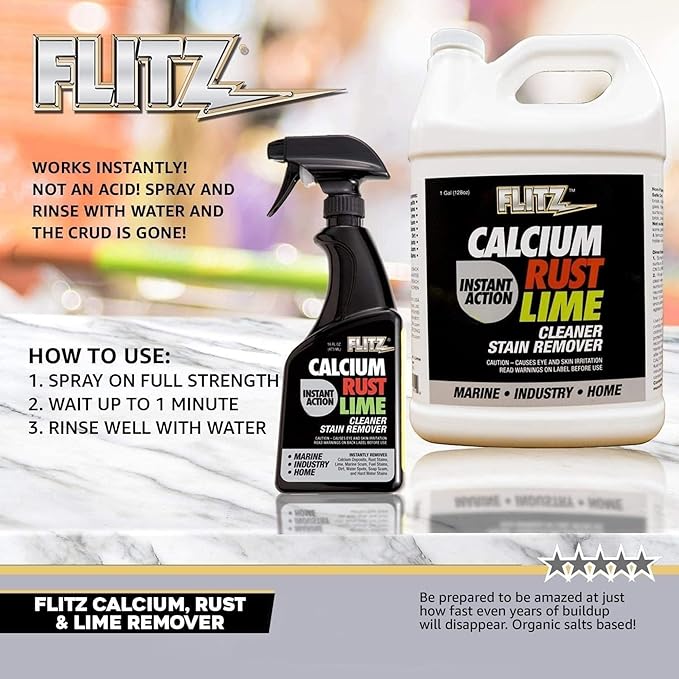 Flitz Calcium, Rust, & Lime Remover - 16oz Bottle of USA-Made Limescale Remover for Toilets, Showers, and More - Powerful Spray that Instantly Eliminates Tarnish, Grease, and Other Grime (3 Pack)