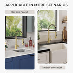 FORIOUS Kitchen Faucets with Sprayer, Stainless Steel Bar Sink Faucet Single Handle with Deck Plate, Commercial Pull Out Faucet for Kitchen Sink, Marine Boat Deck, Laundry Bar RV Camper