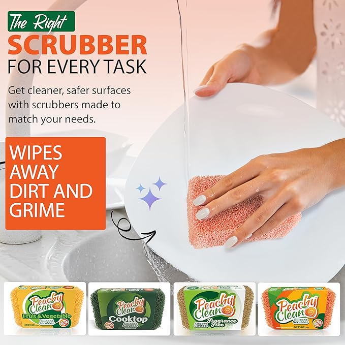 Peachy Clean Silicone Scrubber (Qty 3) - Cooktop Scrubber