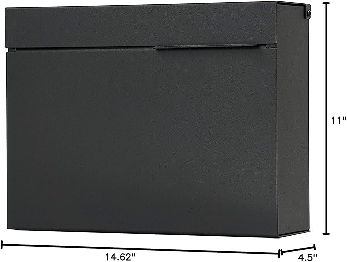 Vsons Modern Design Mailbox, Wall-Mount Mailbox Vsons Design Mitch B (Aluminum Black Powder Coated) (Black)