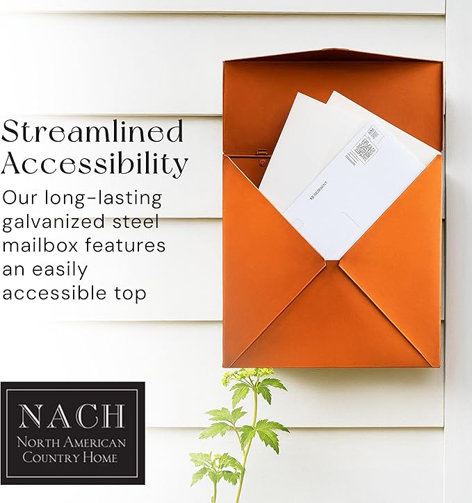 NACH Mailboxes for Outside Wall Mount, 10 x 10 x 4 inch Rustic Brown Mail Boxes for House Outside, Waterproof Mailboxes for Outside - Chicago Style Mail Box