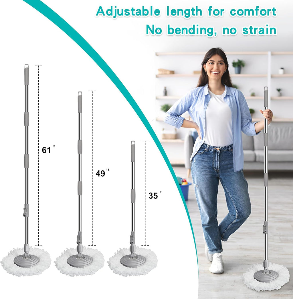 2025 Upgraded Gen 1 Mop and Bucket with 360° Swivel Wheels for Easy Rolling, Clean & Dirty Water Separation, Hands-Free Wringer, 6 Microfiber Mop Heads for Wood, Tile, and Floor Cleaning – Blue/Yellow