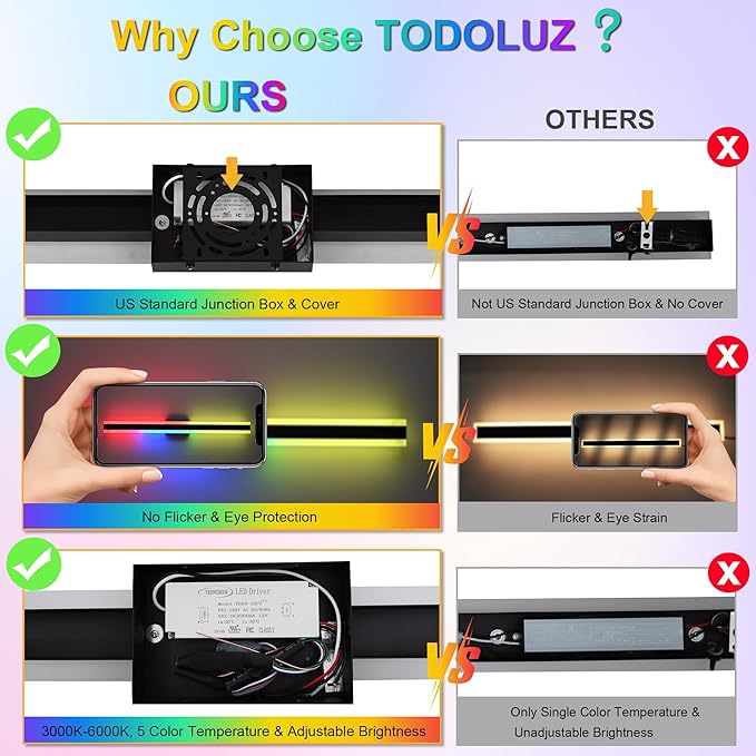 TODOLUZ 2-Pack 48-Inch Outdoor Long Linear RGB Wall Light Fixture, IP65 Waterproof 30W LED Wall Mounted Lamp with Remote Control for Outdoor/Indoor Party Gathering