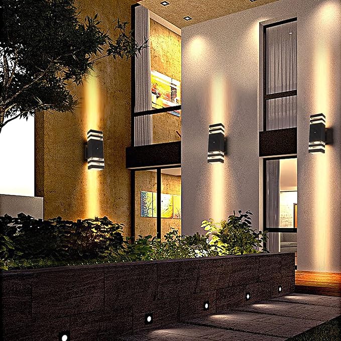 Dusk to Dawn Outdoor Lighting, LED Wall Sconce Sensor Waterproof Porch Lights 14W Black Exterior Up and Down Light Fixture for Porch Hallway Patio Garden Corridor