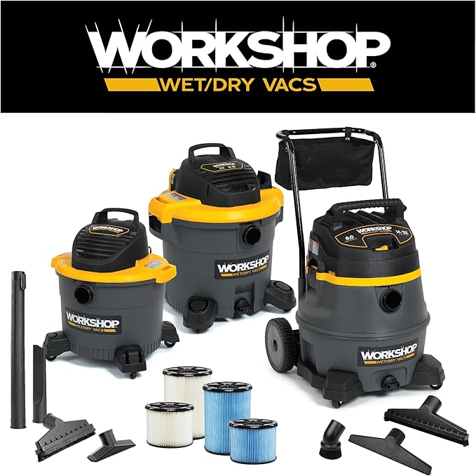 WORKSHOP Wet/Dry Vacs Vacuum Accessories WS17854A Homeowner DIY Kit for Wet Dry Vacuum Cleaners, 1-1/4-inch and 1-7/8-inch Shop Vacuum Attachments with 1-7/8-inch Hose Adapter, for General Cleaning