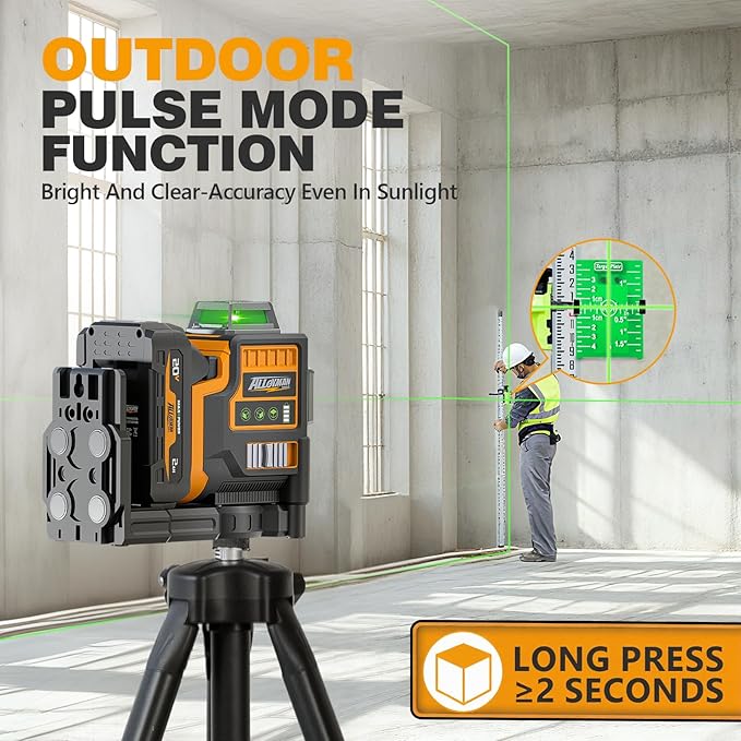 Alloyman Max 20V Laser Level with Tripod, 3x360° Self-Leveling Laser level, 3D Lazer Leveler Tool for Construction, Picture Hanging with Strong Magnetic Bracket & Hard Carry Case
