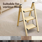 Taranta 3 Step Ladder,Aluminum Lightweight Folding 3 Step Stool with Anti-Slip Wide Pedal,330lbs Capacity Step Ladder for Household,Kitchen,Office - Gold