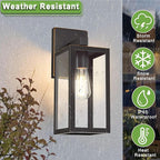 GRUENLICH Waterproof Large Outdoor Wall Lanterns, Modern Porch Sconces with Clear Glass Shade, E26 Socket Max 60W, IP65, Metal Frame, for Patio, Front Door, Entryway, Oil Rubbed Bronze Finish, 2-Pack