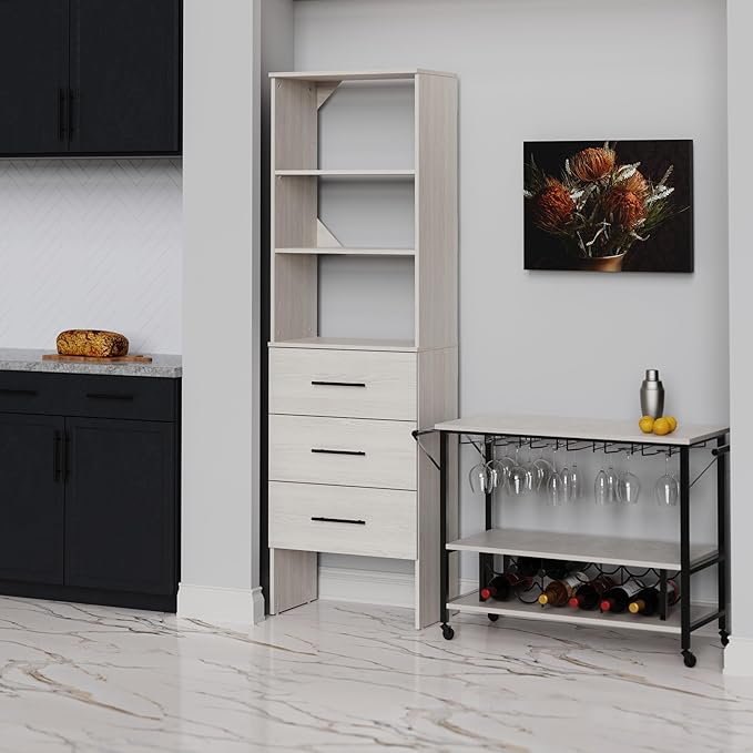 ClosetMaid SuiteSymphony 25-Inch Closet System Tower with (3) Drawers, and (2) Shelves, White Timber