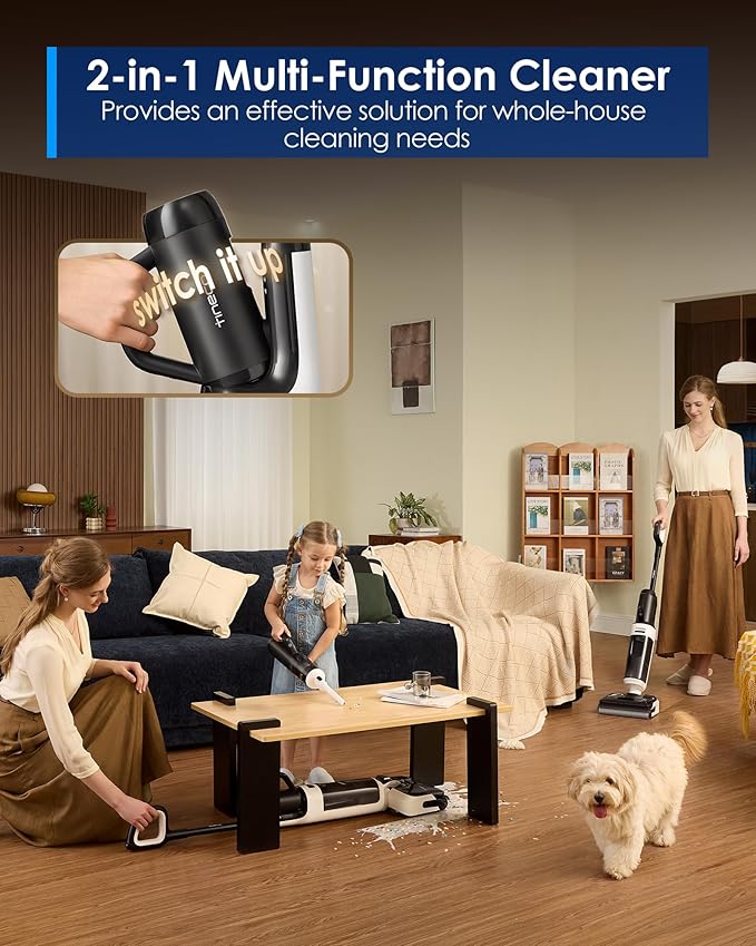 Tineco Floor One Switch S6 Stretch Breeze Wet Dry Vacuum Cleaners, Floor Cleaner Mop 2-in-1 Cordless Vacuum for Multi-Surface, 20kPa Suction, Anti-Tangle Design, Flashdry Self-Cleaning, 180° Lay-Flat