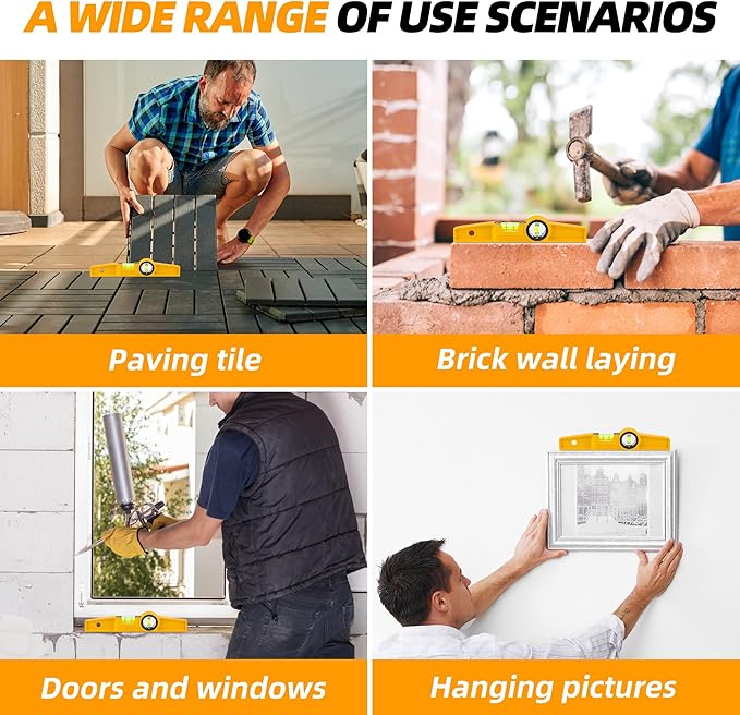 10 Inch Aluminum Die-Cast Magnetic Torpedo Level, Magnetic Professional Scaffolding Spirit Level, Torpedo Level with Rare Earth Magnet 250MM and Holster