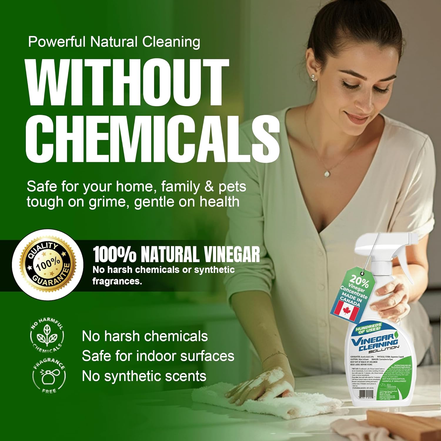 20% Vinegar Cleaning Spray Kit - All-Purpose 4L Vinegar Cleaner with Electric Sprayer for Home, Garden and Outdoor Surfaces - Organic, Pet-Safe Window & Glass Cleaning Solution