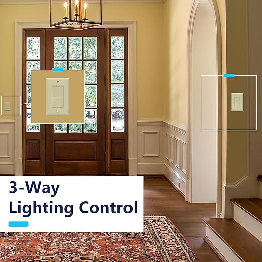 LIDER Dimmer Paddle Switch for Dimmable 300W LED/CFL Lights, 1-Pole or 3-Way, 120 V, Modern Upgrade, UL Listed, Wall Plate Included, Ivory