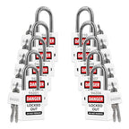 TRADESAFE Lockout Tagout Locks Set - 10 White Loto Locks, Keyed Different Lock Out Tag Out Padlocks, 2 Keys Per Lock, OSHA Compliant Lockout Locks