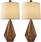 PoKat 20.25" Farmhouse Table Lamps Set of 2 for Night Stands, Vintage Bedroom Lamps for Bedroom Living Room, Retro Bedside Lamps for End Table, Suitable for Small Place, Retro Sweep Gold