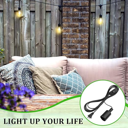 10 Pack Hanging Light Cord Pendant Light Cord with Switch Light Socket Extension Light Bulb Socket Cable Lamp Kit for E26 E27 Lamp Socket Lantern (Black, 15 Feet)