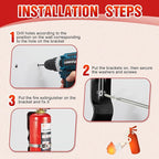 Therwen 10 Pack Fire Extinguisher Bracket 5 lb Wall Mount Stainless Steel Fire Extinguisher Holder for Home Truck Vehicle, Black