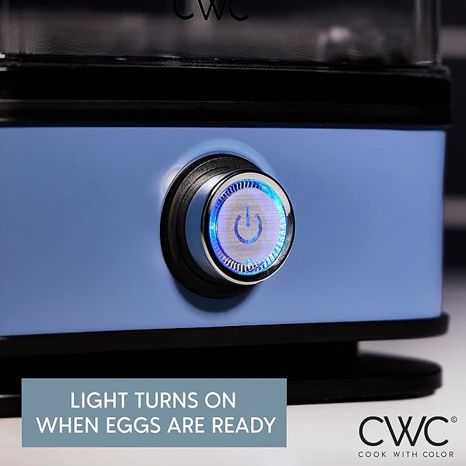 COOK WITH COLOR 6-Egg Capacity Egg Cooker – For Soft, Medium, Or Hard-Boiled Eggs, Rapid Cook Time, Auto Shut-Off & Boil-Dry Protection – Includes Tray, Measuring Cup & Lid – 210W Egg Maker, Navy