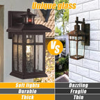 Updated Dusk to Dawn Porch Light, Exterior Light Fixtures Wall Mount Oil Rubbed Bronze, Porch Lights Dusk Dawn Bronze, with E26 Sockets & Tempered Glass, Dusk Till Dawn Outdoor Lighting Fixture