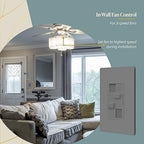 TOPGREENER Kalide Combo Dimmer Switch with 3-Speed Fan Control, Light and Fan Combination Switch, Single Pole, 2.5A, 200W LED/CFL, Neutral Wire Not Required, TGDSFS3-GY, Gray