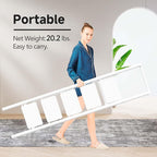 GameGem 5 Step Ladder for 10 Feet High Ceiling, Folding Step Stool Stepladders with Anti-Slip and Wide Pedal for Home and Kitchen Use Space Saving (White)