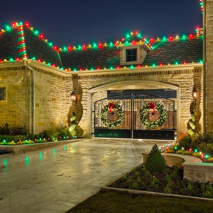 Meconard C9 Led Replacement Christmas Light Bulbs, C9 Shatterproof Led Bulbs for Christmas Indoor Outdoor String Lights, E17 Intermediate Base, Commercial Grade Holiday Bulbs, Red, 50 Pack