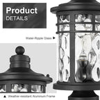 Darkaway Outdoor Post Lights Lamp Posts Outdoor Lighting, Aluminum Post Lights Outdoor Light Fixtures with Water Ripple Glass, Pole Light for Outside Patio Yard Garden