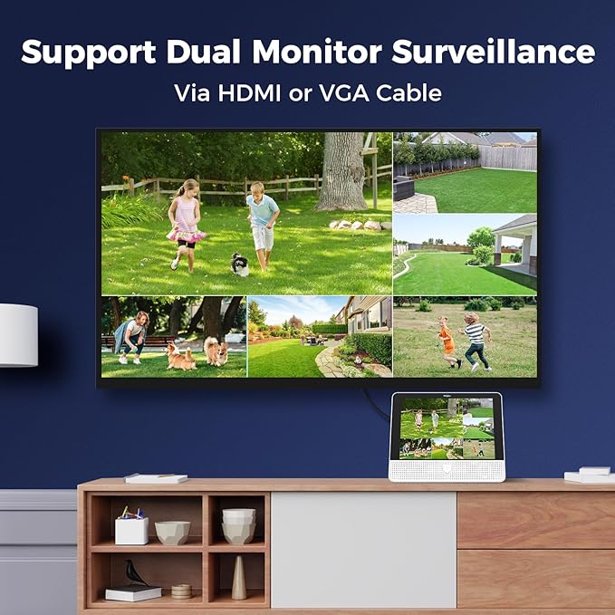 【12’’ Monitor + Human Tracking】Hiseeu 4K PoE Security Camera System, 6Pcs 5MP PoE PTZ Security Cameras, All-in-One Monitor, 2-Way Audio, Remote Access, 8MP 16 Channel P oE NVR, Home CCTV Surveillance