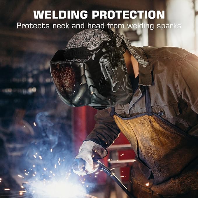 ARCCAPTAIN 2PC Welding Doo Rag, Welding Cap, Protective Welders Cap, Welding Hats for Men, Fireproof Cotton and Durable for Safety, Dollar, XL Size