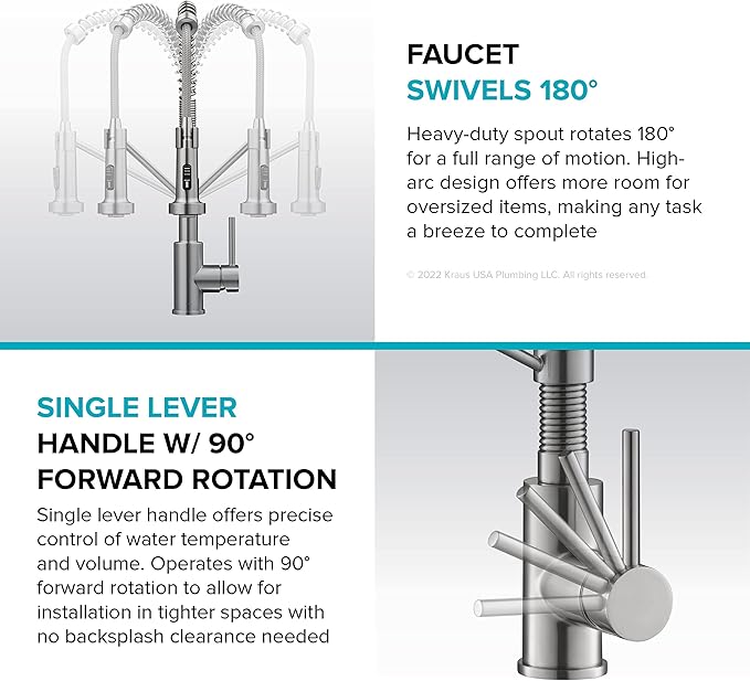 KRAUS Bolden Commercial Style 2-Function Single Handle Pull Down Kitchen Faucet in Spot-Free Brushed Brass, KPF-1610BB